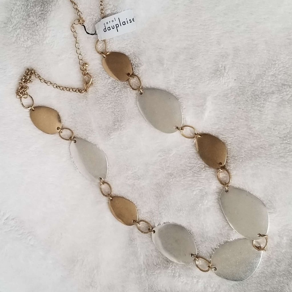 Carol Dauplaise Two Tone Metal Chunky Necklace Nwt